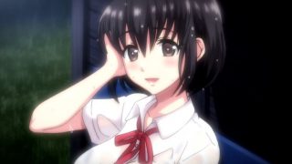 【エロアニメ】おじさん「ねえ..誰もこない・・だよねここ」・・はい♡ 雨宿りしてた巨乳JK、透けて見える下着に超ムラムラして・・・