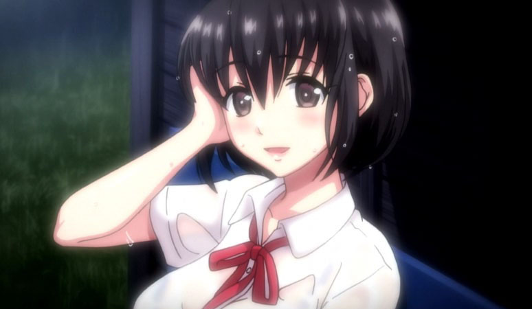 【エロアニメ】おじさん「ねえ..誰もこない・・だよねここ」・・はい♡ 雨宿りしてた巨乳JK、透けて見える下着に超ムラムラして・・・
