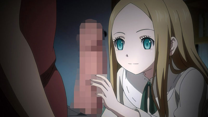 【エロアニメ】「なに、ビクビクしての！変なの！」見よう見まね、その小さな手でイチモツをしごく人形の少女