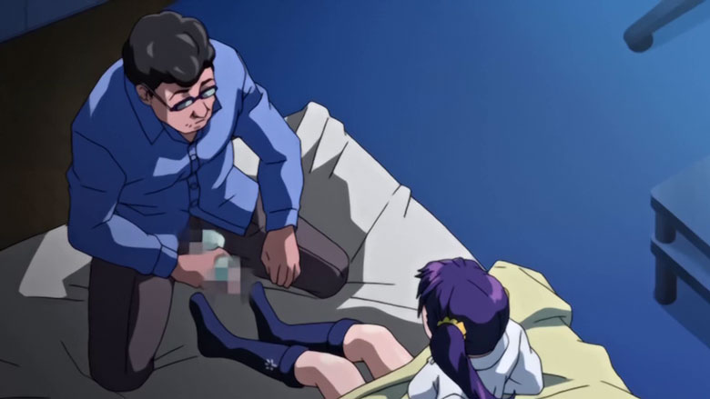 【エロアニメ】「何してるの？それわたしのパンツじゃない！！」寝てる家出JKのパンツ脱がして、堂々とシコシコするオジサン！