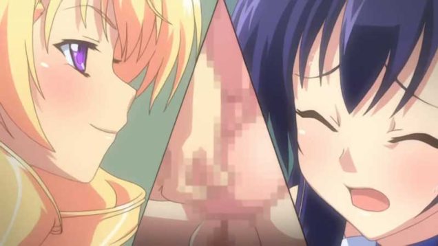 【エロアニメ】汗だくヌルヌル金玉油でギドギドタンクのを鷲掴みするふたなりギャル、お嬢様アイドルに気持ちいいオチンポの扱い方をレクチャー！