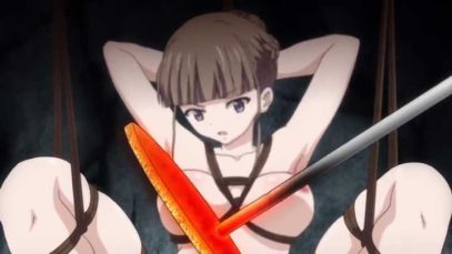 【エロアニメ】彼女の中の悪魔を追い払うのです！聖なる儀式の生贄にされる少女、気が強そうな少女が焼き印を押されようとする様子はまさに外道！