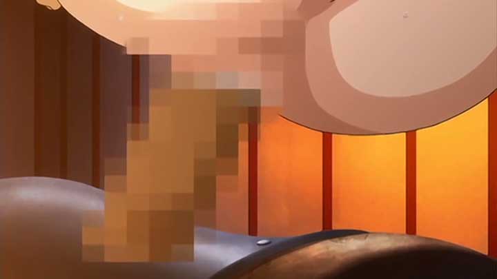 【エロアニメ】家族を人質にとられシシ神になった三姉妹の長女、神輿と称したディルド木馬に容赦なく跨がされる!ローション代わりにザーメンで中出しされてるけど裂けるだろ!