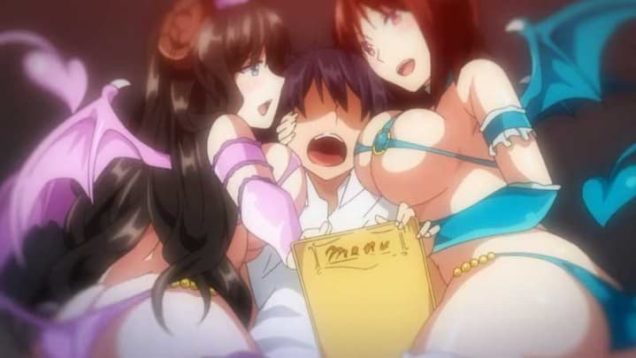 【エロアニメ】学園祭のえちえち悪魔喫茶はいかかですか？露出度がたかい衣装を身にまとったナイスバディのJKがあなたをお出迎え！もちろんお触りは禁止です(笑)