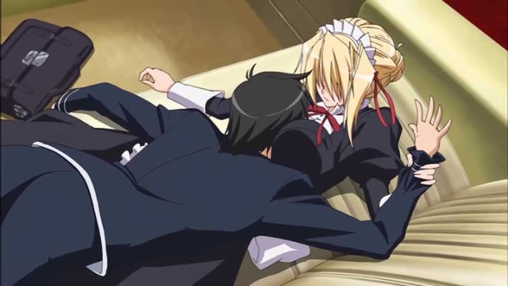 【エロアニメ】超ラッキースケベ！？突然車内に引き込まれたらメイドの巨乳にダイブ！正体は親同士が決めた婚約者だった！