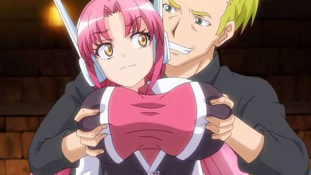 【エロアニメ】「ちょっとセクハラですよ！」新型セクサロイドと酔っぱらった男どもに勘違いされてしまった少女はおっぱいを揉みくちゃにされる！