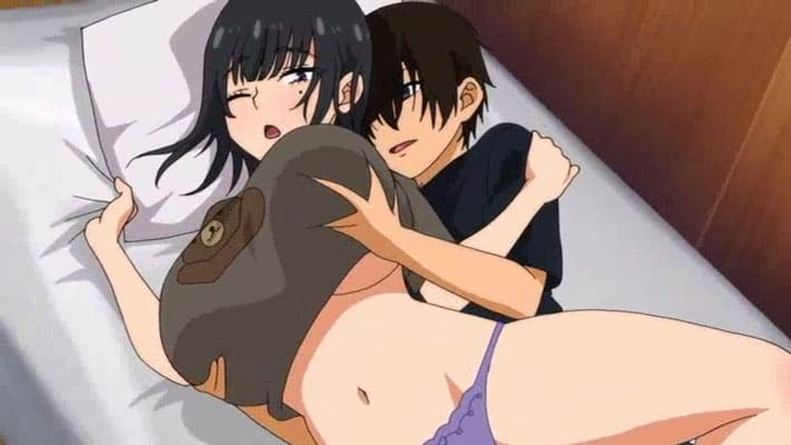 【エロアニメ】預かった男の子がまさかの肉食系で同じ布団に入った途端に爆乳鷲掴み…流されやすい私はイカされ続けた。