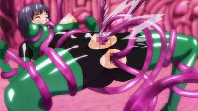 【エロアニメ】元女戦士がピタピタの戦闘服で触手の餌食に…抵抗空しく全穴貫通され真空密閉のビニール地獄で潮吹き狂う完全敗北！